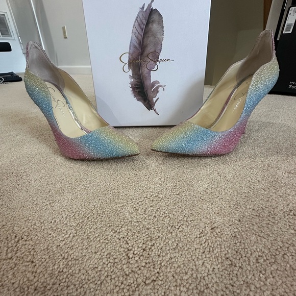 Jessica Simpson Women's Rainbow Glitter Heels - Picture 1 of 5